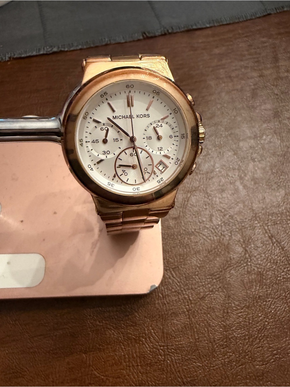 Michael Kors Rose Gold women’s Chronograph Watch with White Dial